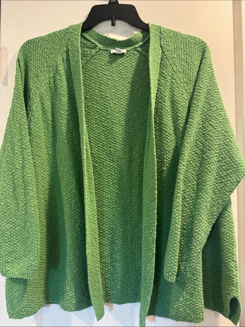 J. Jill Bright Green Open-Front Textured Cardigan 2X